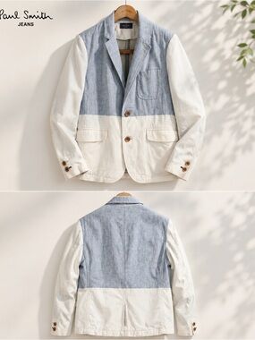 Paul Smith Two-Tone Light Blue & Cream Casual Blazer
